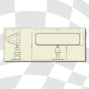 Sportscar Mirror - Centre Mount - Flat - White - 100mm Stem